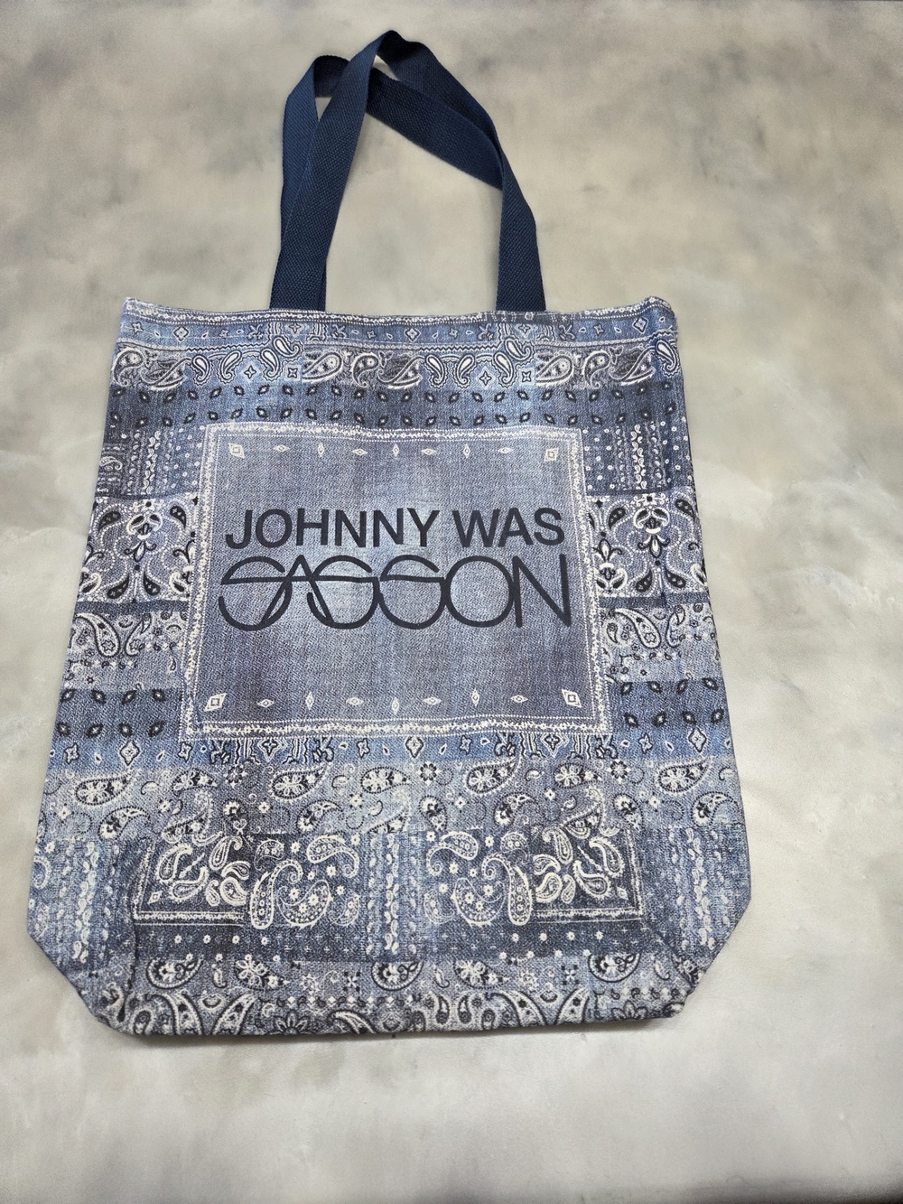 Johnny Was Blue Paisley Bandana Orint Canvas Shoulder Boho Tote